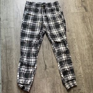Plaid jogger pants.